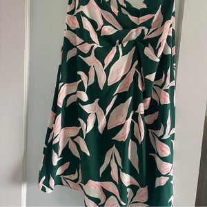 Nine West Green and Pink Leaf A-Line Skirt